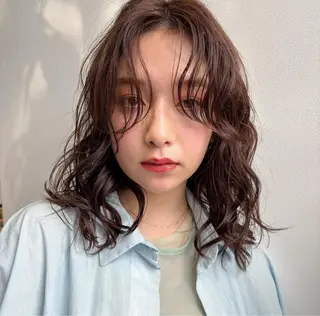 ミディアム パーマ レイヤーカット/ くびれヘア佐藤大空のヘアスタイル