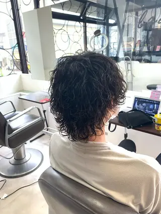 セミロング メンズパーマ/難波/ 心斎橋　室園亮佑のヘアスタイル