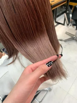 セミロング カラー 🌷ラベンダーピンク 顔まわり🌷ねいろのヘアスタイル