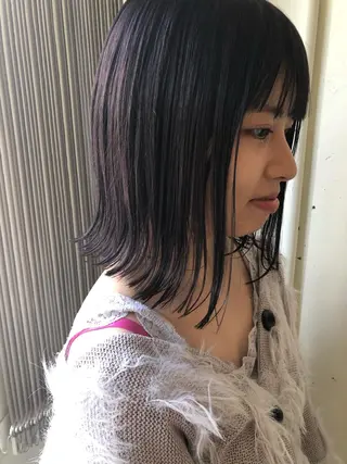ミディアム カラー パーマ美容師 hanaのヘアスタイル