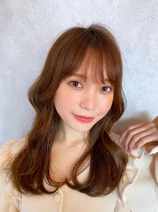 セミロング カラー 新宿/韓国風レイヤー 髪質改善/渋谷直樹のヘアスタイル