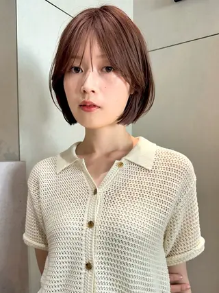 ショート カラー パーマ 🫧小顔×似合わせ× 透明感カラー🫧のヘアスタイル