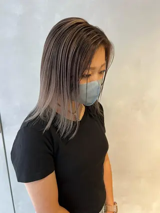 セミロング カラー nishido ハイライト/海外ヘアのヘアスタイル