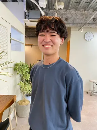 パーマ メンズ yumeka🩶ボブ 暖色/透け感カラーのヘアスタイル