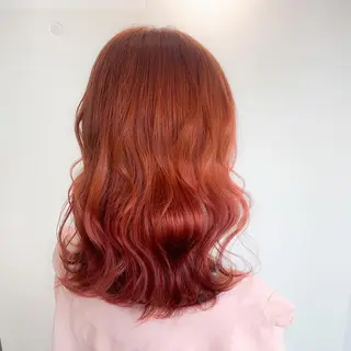 ミディアム カラー ヘアアレンジ 新宿♥ハッシュカット 暖色カラー♥Unaのヘアスタイル