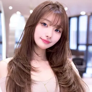 ミディアム カラー 渋谷/韓国レイヤー ハッシュカット/堅亘のヘアスタイル