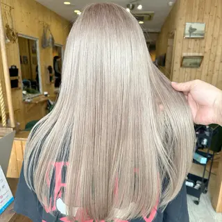 セミロング 韓国レイヤー外国人風 透明感カラー髪質改善のヘアスタイル