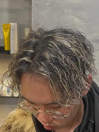 セミロング カラー パーマ メンズ 🔥横浜メンズ専門 美容師🔥福田竜作のヘアスタイル