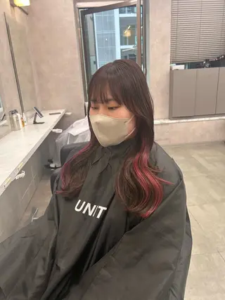 ロング カラー パーマ ヘアアレンジ メンズ キッズ ブリーチなしカラー/ ブラウン/レイヤーのヘアスタイル