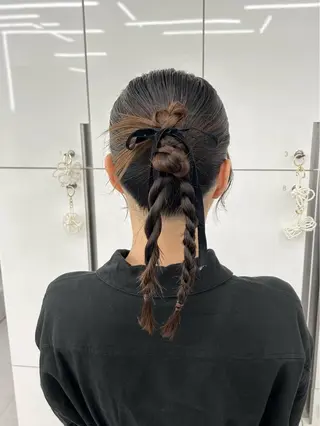 セミロング ヘアアレンジ 韓国ヘア/顔周り ヘアセット/加藤優里のヘアスタイル