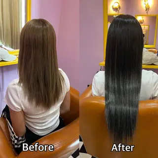 ロング シール＋ちび編み込み エクステ梅田🐨のヘアスタイル