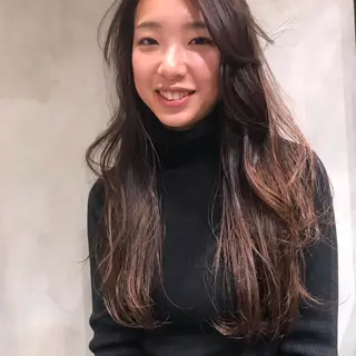 ロング カラー 柔らかブラウン/顔周 りレイヤー♡ユウシのヘアスタイル