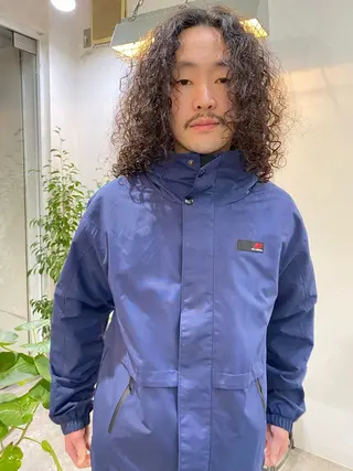 ロング パーマ メンズ 森貴裕/ベージュ/ パーマ/オリーブのヘアスタイル