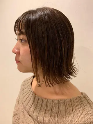 ミディアム パーマ/透明感カラー /ボブ/吉田一生のヘアスタイル