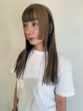 カラー ブリーチカラー🎀 韓国風/寺門美優のヘアスタイル