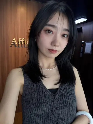 ミディアム レイヤー/ケアパーマ /ニュアンス/モードのヘアスタイル