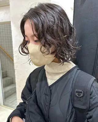 ショート カラー パーマ 銀座No.1髪質改善 縮毛矯正/本木のヘアスタイル
