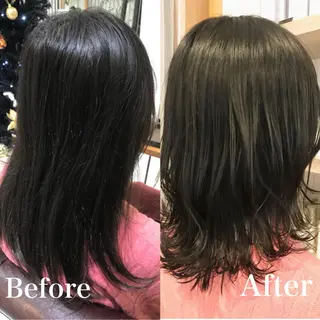 セミロング 由比藤理子 ブリーチカラー🌈のヘアスタイル