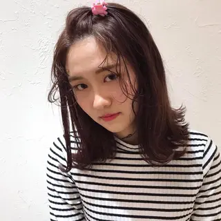 ミディアム ブリーチなしカラー ダブルカラーエクステのヘアスタイル