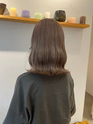 ミディアム カラー オリーブ/縮毛♡ Natsuno🩰のヘアスタイル