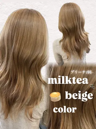 セミロング カラー 🤎韓国ヘア ベージュ まゆか🤎のヘアスタイル