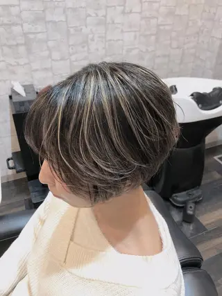 ショート カラー 太白区白髪ぼかし/ ボブカット/千葉達人のヘアスタイル