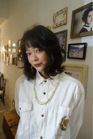 セミロング 梅澤 舞のヘアスタイル