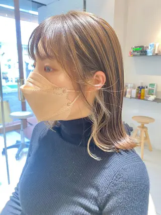 ミディアム カラー 安永 涼のヘアスタイル