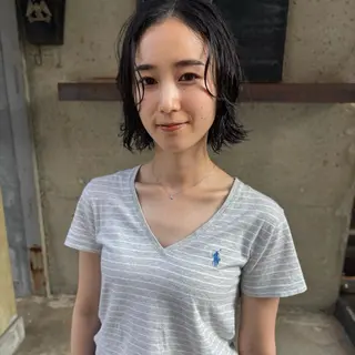 ミディアム パーマ 水原波津輝/ボブ /ニュアンスパーマのヘアスタイル