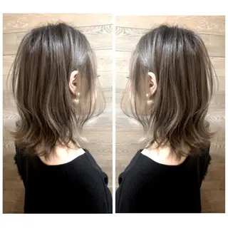 ミディアム カラー 京都大人女性ショート 徒歩1分/秋山のヘアスタイル