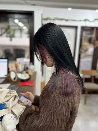 セミロング カラー 木村陸弥 似合わせ 透明感カラー🌿のヘアスタイル