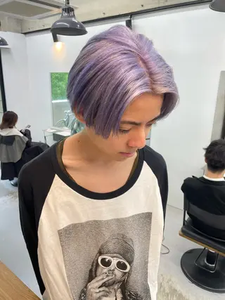 ショート カラー メンズ カットモデル/ ハイトーン/ゆうあのヘアスタイル