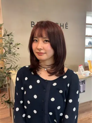 セミロング カラー 髙木琉菜 レイヤー／髪質改善のヘアスタイル