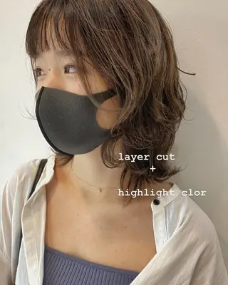 ミディアム カラー 似合わせカットカラー ♡佐藤捺美のヘアスタイル