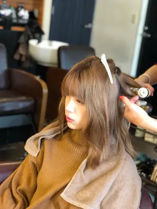 ミディアム カラー パーマ ヘアアレンジ メンズ キッズ ネイル マツエク・マツパ premier modelsのヘアスタイル