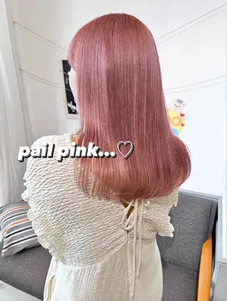 セミロング カラー ヘアアレンジ ハイトーンピンク🍑 ブリーチ🍑RINAのヘアスタイル