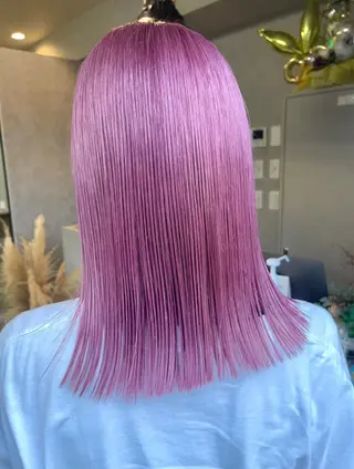 カラー 博多ブリーチ× 透明感/縮毛矯正のヘアスタイル