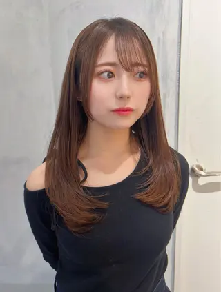 セミロング 韓国レイヤーカット/ 縮毛矯正/羽田航のヘアスタイル