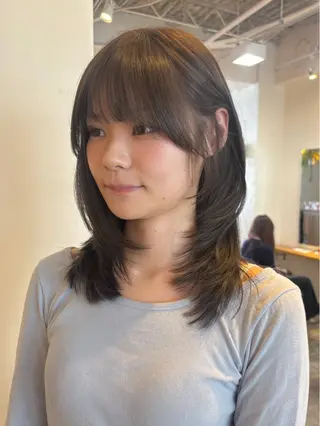 ミディアム カラー RIN/韓国ヘア レイヤー/ミディアムのヘアスタイル