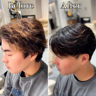 ショート パーマ メンズ 🔮メンズ縮毛矯正 毛流れパーマ💎竹永のヘアスタイル