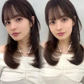 セミロング カラー 韓国ヘア🇰🇷透明 感カラー/yui💞のヘアスタイル