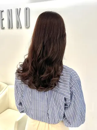 ロング パーマ デジタルパーマ/ コテ巻き風パーマのヘアスタイル