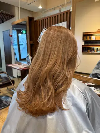 セミロング カラー ルーツ/ デザイン/ ハイトーン/おこのぎのヘアスタイル