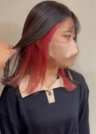 ミディアム カラー 髪質改善ｶﾗｰ ｹｱﾌﾞﾘｰﾁ/ﾀﾑのヘアスタイル