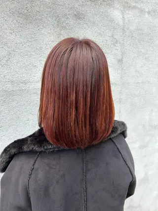 ミディアム カラー 顔周りカット ピンク カラー♡りりのヘアスタイル