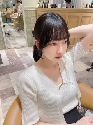 ミディアム カラー 木屋元一/透明感 /前髪/韓国ヘアのヘアスタイル