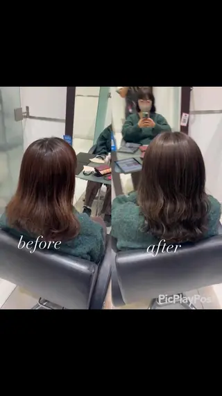 セミロング カラー 大人女性ぼかし メンズ強化🦙平作のヘアスタイル