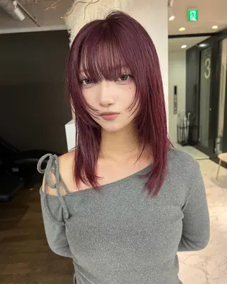 セミロング ブリーチ/ウルフ ハッシュカット/石山のヘアスタイル