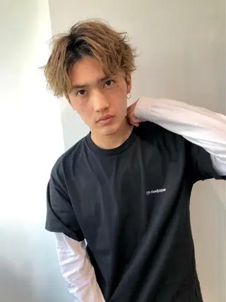 ショート カラー パーマ ヘアアレンジ メンズ キッズ 🟦ニュアンス/メン ズパーマ横浜🟦のヘアスタイル