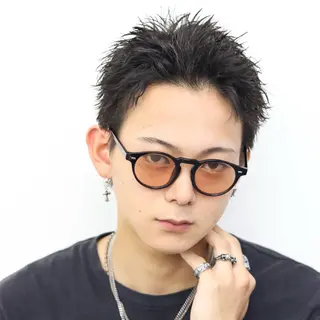 ショート カラー パーマ メンズ シースルーマッシュ/ メンズ/KYOHEIのヘアスタイル